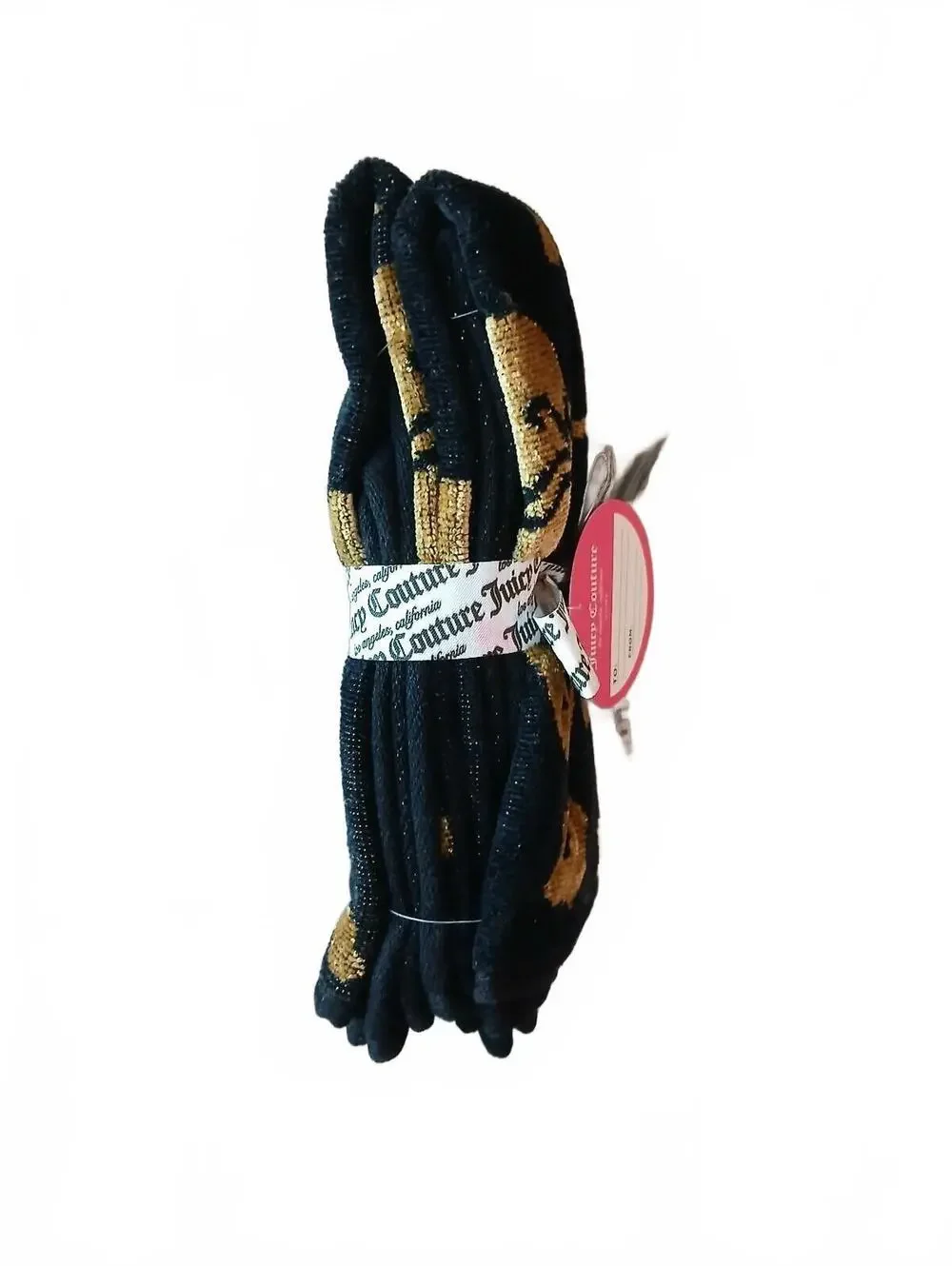 Juicy Couture Black Gold Leopard Print Cherry JC Logo Hand Towels 2 Pack NWT Y2K